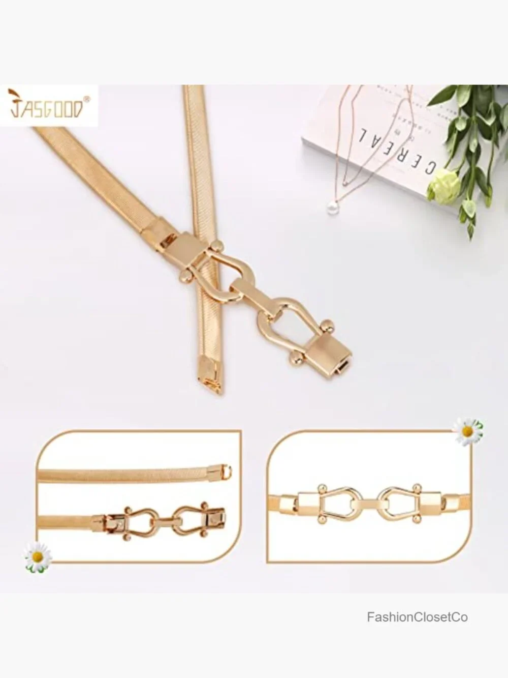 Skinny Metal Waist Belt - Elastic Stretch Dress Belt